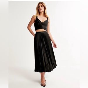 Abercrombie satin pleated midi skirt